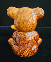 Load image into Gallery viewer, Vintage Houston Foods Co. Brown Bear Ceramic Honey Pot Jar Canister w/ Dipper Taiwan