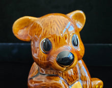 Load image into Gallery viewer, Vintage Houston Foods Co. Brown Bear Ceramic Honey Pot Jar Canister w/ Dipper Taiwan