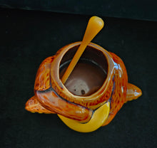 Load image into Gallery viewer, Vintage Houston Foods Co. Brown Bear Ceramic Honey Pot Jar Canister w/ Dipper Taiwan