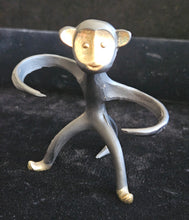 Load image into Gallery viewer, Midcentury Walter Bosse Patinated Brass Monkey Salt & Pepper Set Austria 3 Pcs