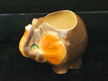 Load image into Gallery viewer, Vintage 1940s Shawnee Pottery Roly Poly Elephant Trunk Up Good Luck Planter
