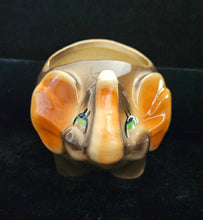 Load image into Gallery viewer, Vintage 1940s Shawnee Pottery Roly Poly Elephant Trunk Up Good Luck Planter

