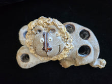 Load image into Gallery viewer, Vintage Nancy Eklund Stoneware Pottery Lion Candle Holder Flower Frog Toothbrush
