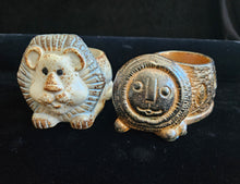 Load image into Gallery viewer, Midcentury Japanese Stoneware Pottery Lion Candle Holders Takahashi Counterpoint
