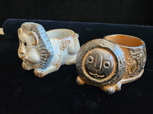 Load image into Gallery viewer, Midcentury Japanese Stoneware Pottery Lion Candle Holders Takahashi Counterpoint
