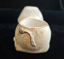 Load image into Gallery viewer, Midcentury Japanese Stoneware Pottery Lion Candle Holders Takahashi Counterpoint
