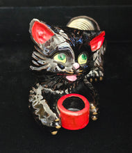 Load image into Gallery viewer, Midcentury 1950s Alco Japan Ceramic Black Cat Kitten Pen &amp; Letter Holder Desktop
