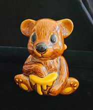 Load image into Gallery viewer, Vintage Houston Foods Co. Brown Bear Ceramic Honey Pot Jar Canister w/ Dipper Taiwan
