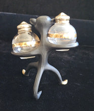 Load image into Gallery viewer, Midcentury Walter Bosse Patinated Brass Monkey Salt &amp; Pepper Set Austria 3 Pcs
