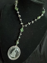 Load image into Gallery viewer, Handmade Necklace - Reverse intaglio glass pendant with vintage Italian rosary beads (Diana)
