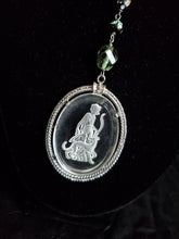 Load image into Gallery viewer, Handmade Necklace - Reverse intaglio glass pendant with vintage Italian rosary beads (Diana)
