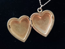 Load image into Gallery viewer, Antique Floral Engraved 12k Gold-Filled Victorian Heart Locket Necklace with V Monogram (VN126)

