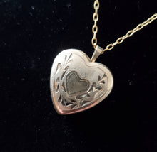 Load image into Gallery viewer, Antique Engraved 14k Gold-Filled Heart Locket Necklace
