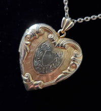 Load image into Gallery viewer, Antique Repousse 12k Gold-Filled Victorian Heart Locket Necklace
