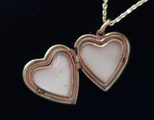 Load image into Gallery viewer, Vintage Gold-Filled Heart Locket Necklace with Mother of Pearl &amp; 3D Flower
