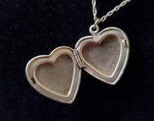 Load image into Gallery viewer, Vintage Gilded Brass Guilloche Rose Heart Locket Necklace
