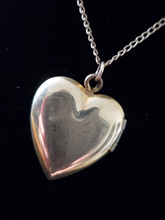 Load image into Gallery viewer, Antique Floral Engraved 12k Gold-Filled Victorian Heart Locket Necklace with V Monogram (VN126)

